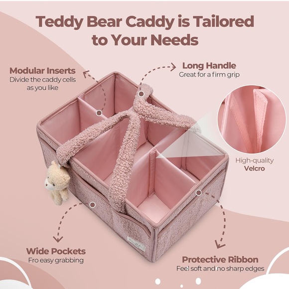 Pera Bella Sherpa Diaper Caddy (Pink) - Picture 5 of 5